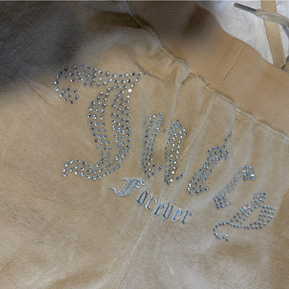 Juicy Couture Tan Velour Pants with Rhinestone Detail